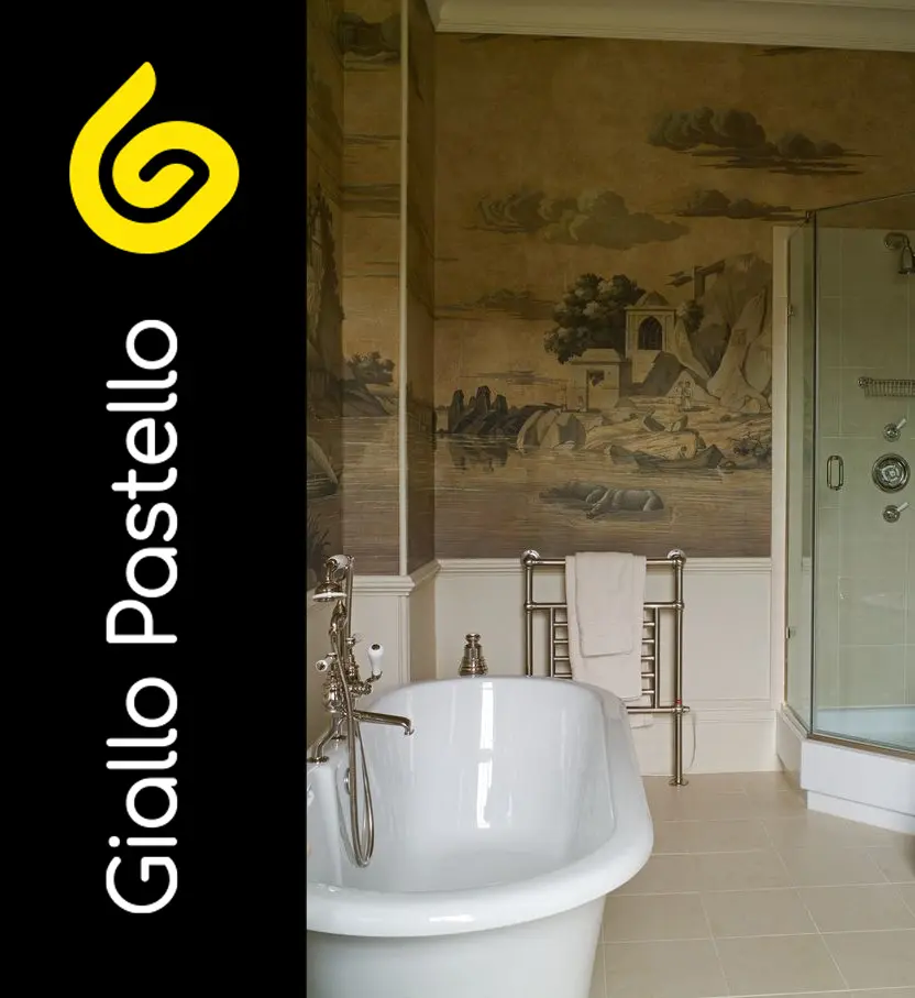 Bagno con carta da parati - Giallo Pastello