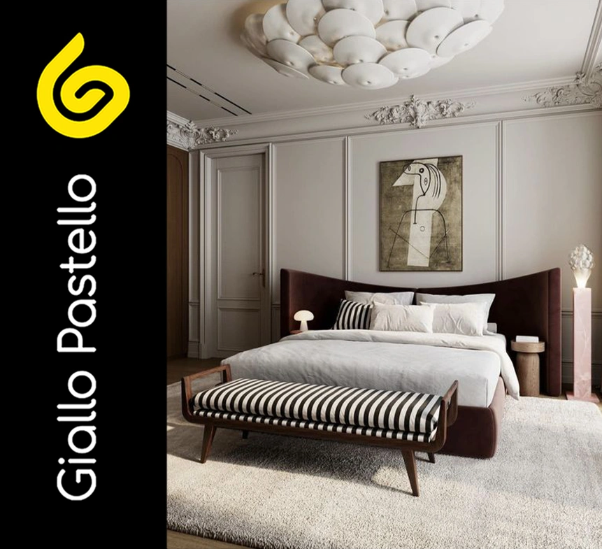 Arredamento classico moderno: camera da letto - Giallo Pastello