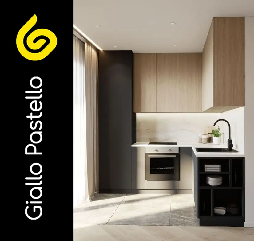 Arredare cucina piccola: cucina ad angolo - Giallo Pastello Interior Design Brescia