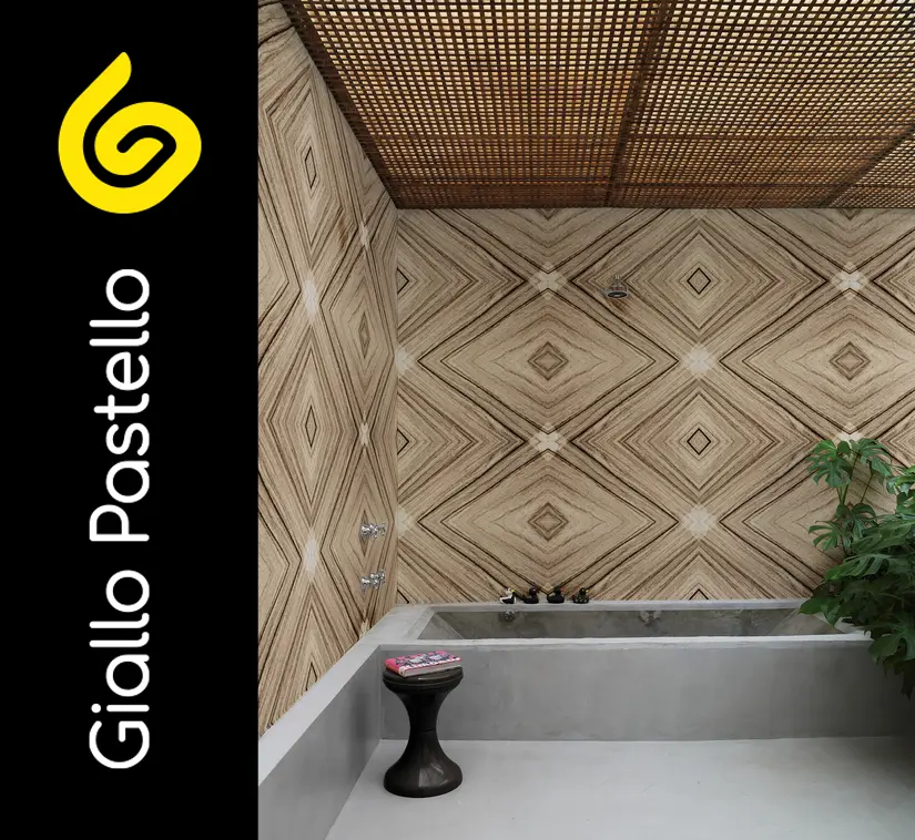 Bagno con carta da parati - Giallo Pastello