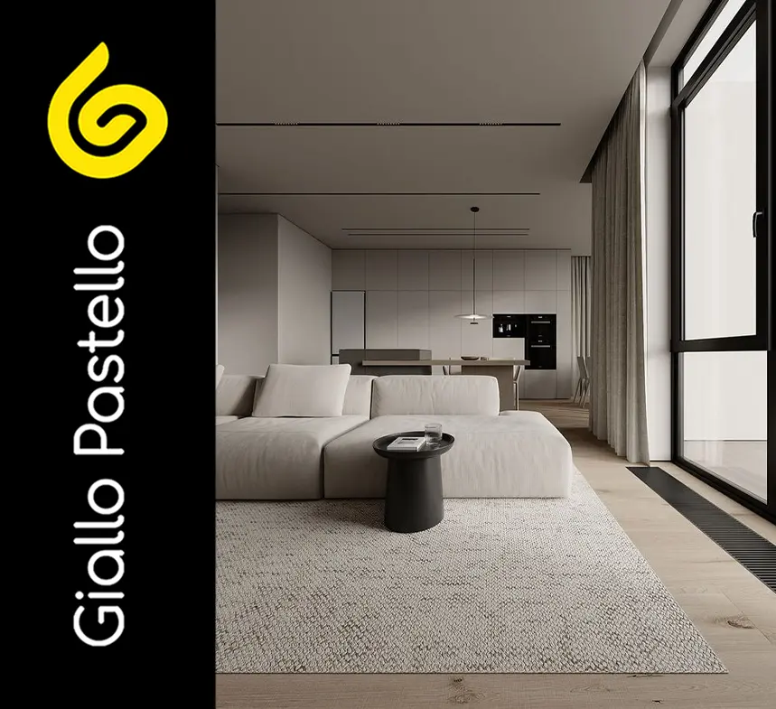 Open space cucina soggiorno: coffee table - Giallo Pastello Interior Design Brescia